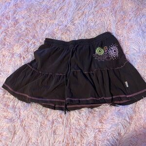 Brown Skirt with Colorful Embroidery